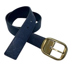 Robert Graham | Reversible Navy Blue Paisley Embossed Leather Belt Size 32